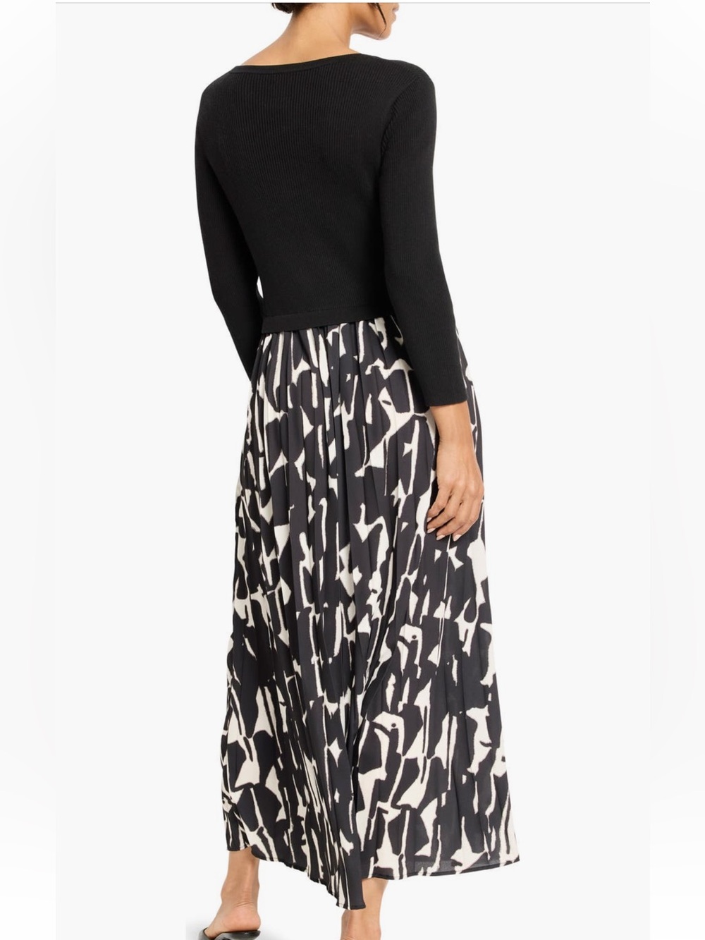 NIC+ZOE Black and White Pleated Abstract Midi Dress - Picture 2 of 10